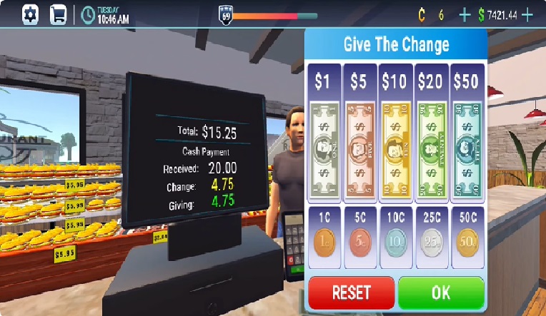 Pay and return money to customers in Restaurant Simulator 3D Bar MOD APK