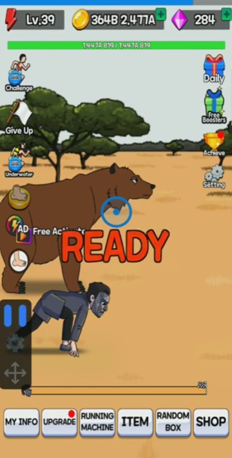 Race even with the huge bear in Tap Tap Run MOD APK.