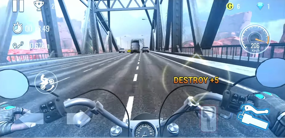 Chế độ hủy diệt, phá hủy mọi loại xe trên đường đi trong Traffic Bike Rush Driving City