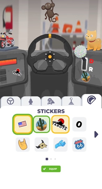 Attach interesting Stickers to the steering wheel in Vehicle Masters MOD APK