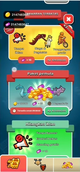 Players can buy additional items or participate in the lucky spin in Zookemon MOD APK