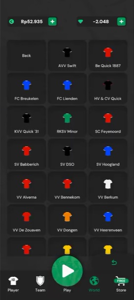 Choose the club shirt color to sign the contract in Club Legend MOD APK