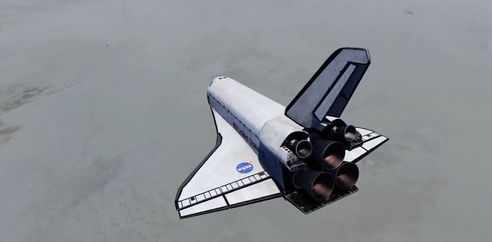 Find the landing spot to land safely in F-Sim Space Shuttle 2 MOD APK.