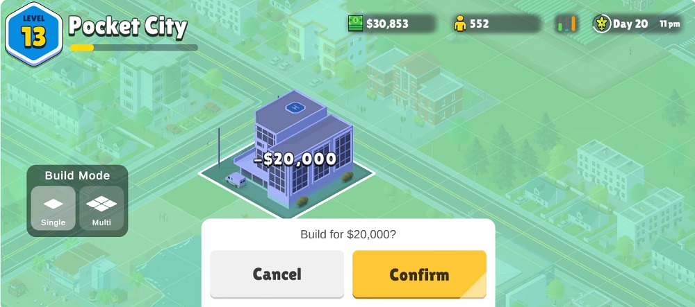 Build apartments to earn money in Pocket City MOD APK