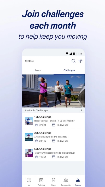 Learn and participate in challenges at workouts in ASICS Runkeeper MOD APK