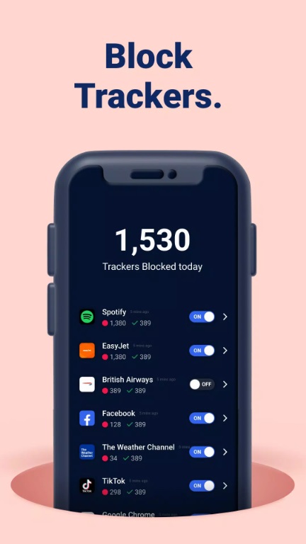 Control which trackers have been blocked in your list in BLOKK MOD APK