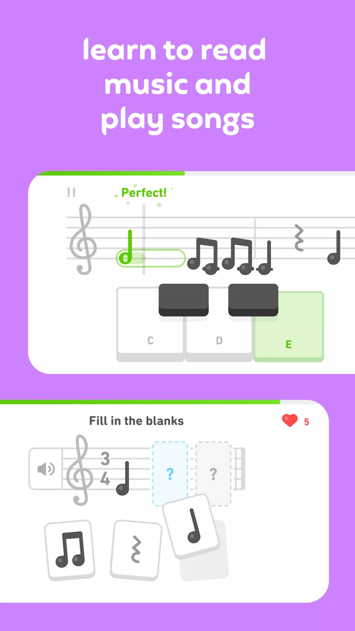 Simple but extremely interesting music classes in Duolingo MOD APK