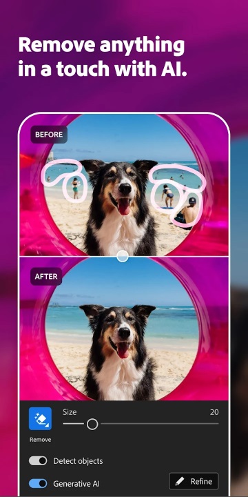 Use AI feature to remove unnecessary objects in Lightroom MOD APK 
