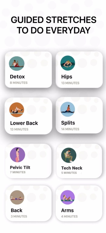 Lots of different exercises for you to choose from for your workout in Bend Stretching & Flexibility MOD APK 