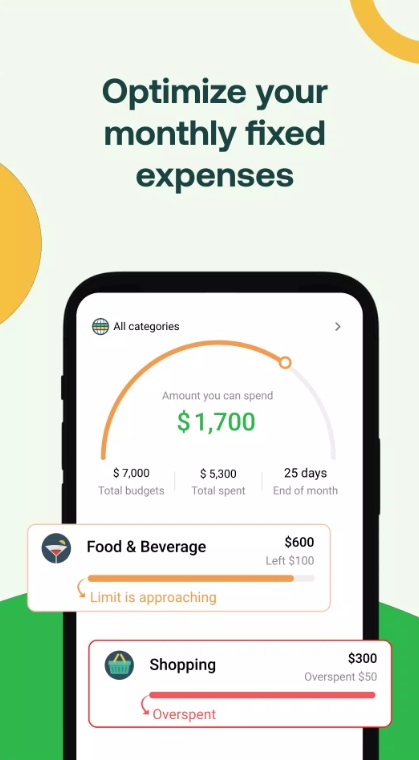 Optimize your monthly expenses in Money Lover MOD APK