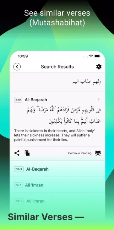 Discover similar verses in other scriptures in Tarteel MOD APK