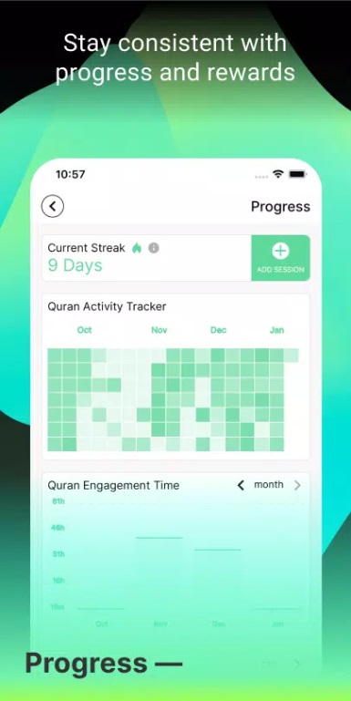 Always track and check user progress in Tarteel MOD APK