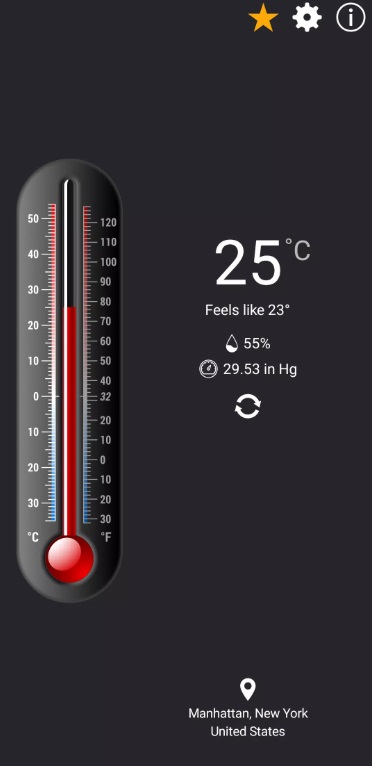 Gives the most accurate temperature, pressure and humidity readings in Thermometer++ MOD APK