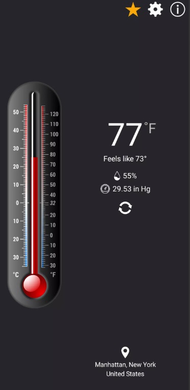 Convert between Celsius and Fahrenheit fastest with just 1 touch in Thermometer++ MOD APK